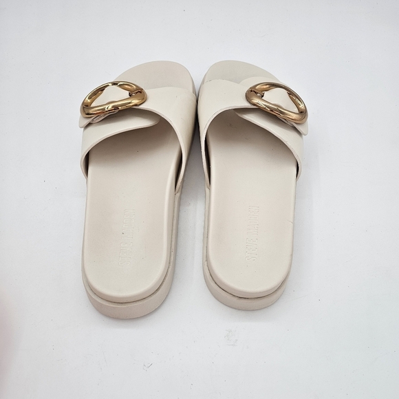Steve Madden Mandie Slide Sandals Ivory Gold Buckle Women’s Size 9.5 - Picture 13 of 13